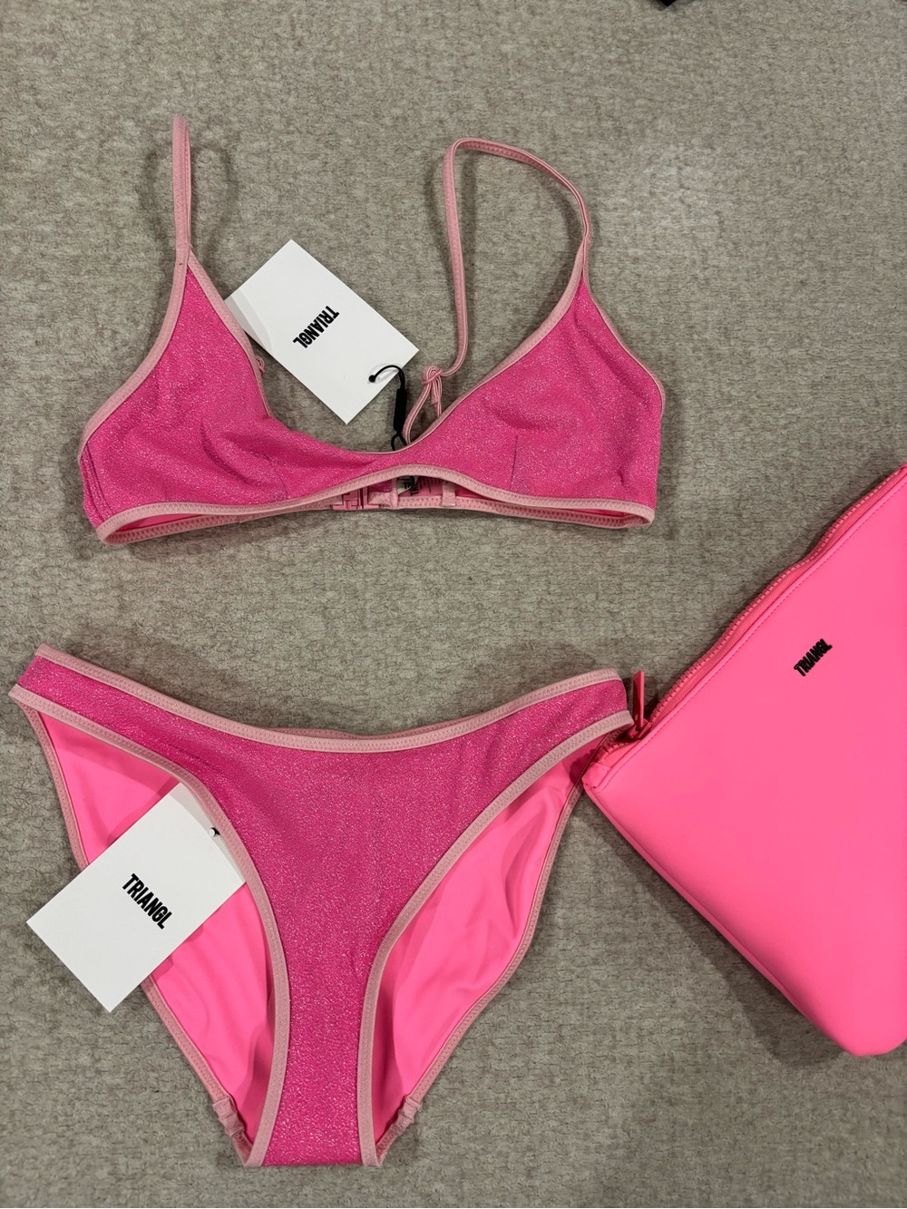triangl swimwear Hot Pink Sparkle Bikini Set